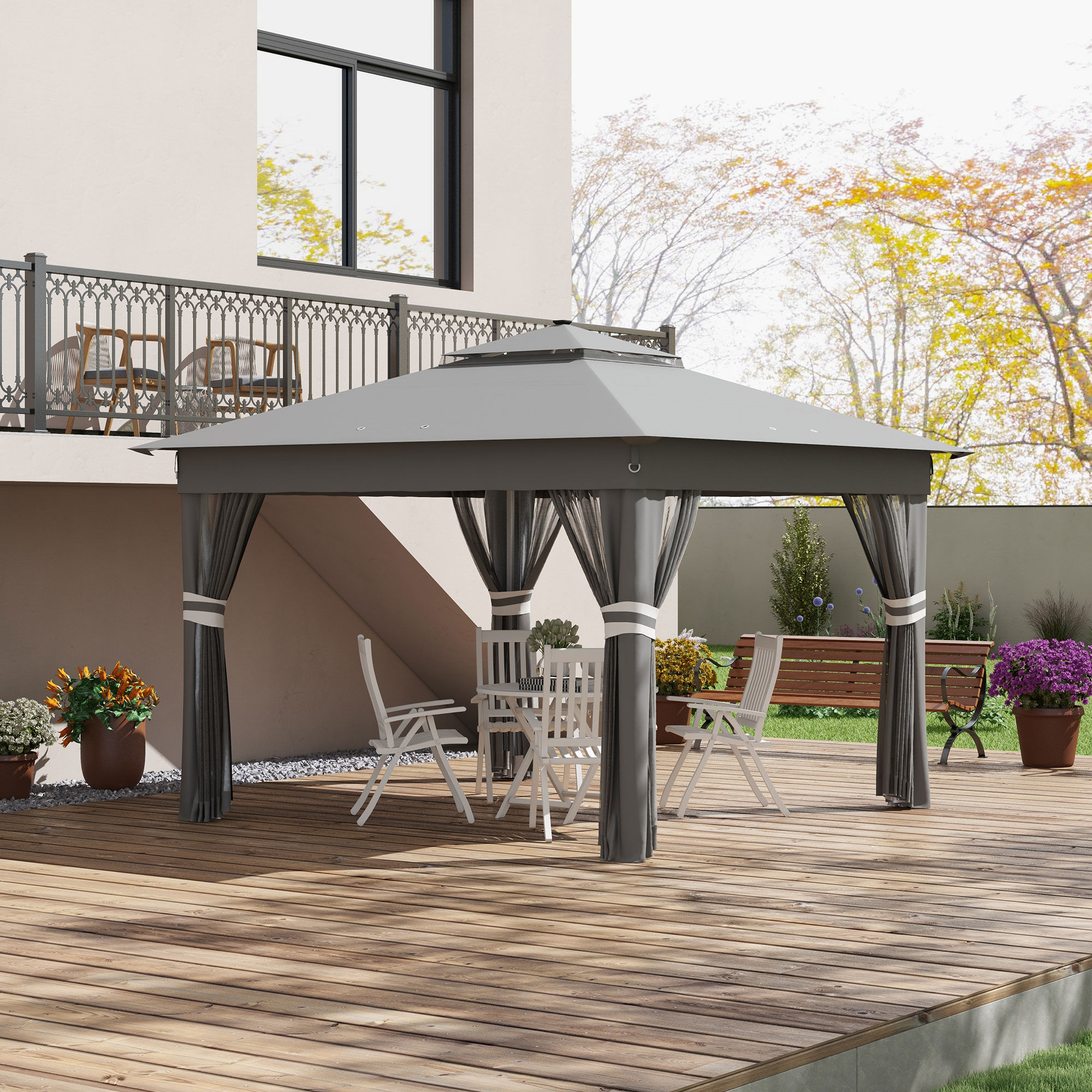 Outsunny Carpa Plegable Gris, , large Imagen numero 2