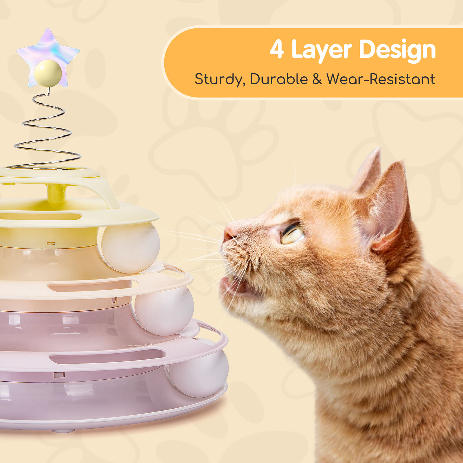 Nobleza Cat Juguete para Gatos, Juguetes Interactivo con Dise&ntilde;o de Torre con 3 Pelotas de 3 Niveles, , large Imagen numero 2