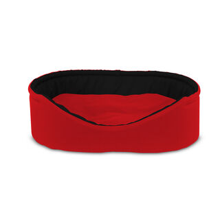 Gauty Cama Oval Tela Impermeable - Rojo y negro para Perros y Gatos  