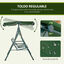 Outsunny Columpio Balancín de Jardín Exterior de 3 Plazas con Cojín Techo Ajustable y Marco de Acero para Balcón Terraza Patio Carga Máx. 240 kg 172x110x153 cm Raya Verde, , large indicador imagen numero 4