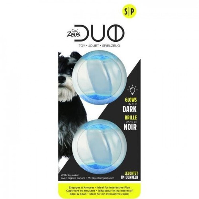 Zeus duo ball pelota luminiscente transparente para perros Tiendanimal
