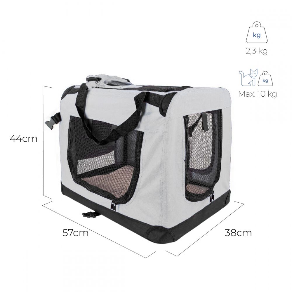 Transport&iacute;n para mascotas | 50 cm x 34 cm x 36 cm | Talla S | Soporta 10 Kg | Plegable | Gris | Bal&uacute; | Mobiclinic, , large Imagen numero 6