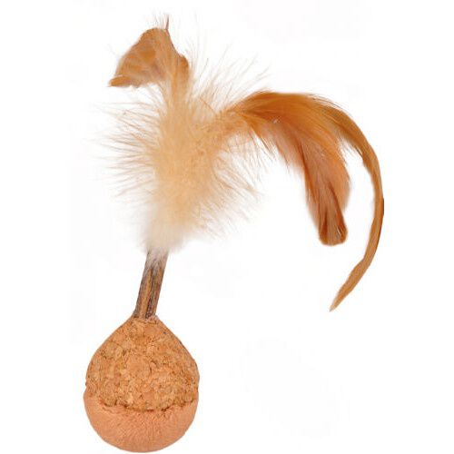 Flamingo bolita de corcho con plumas para gatos Imagen numero 1