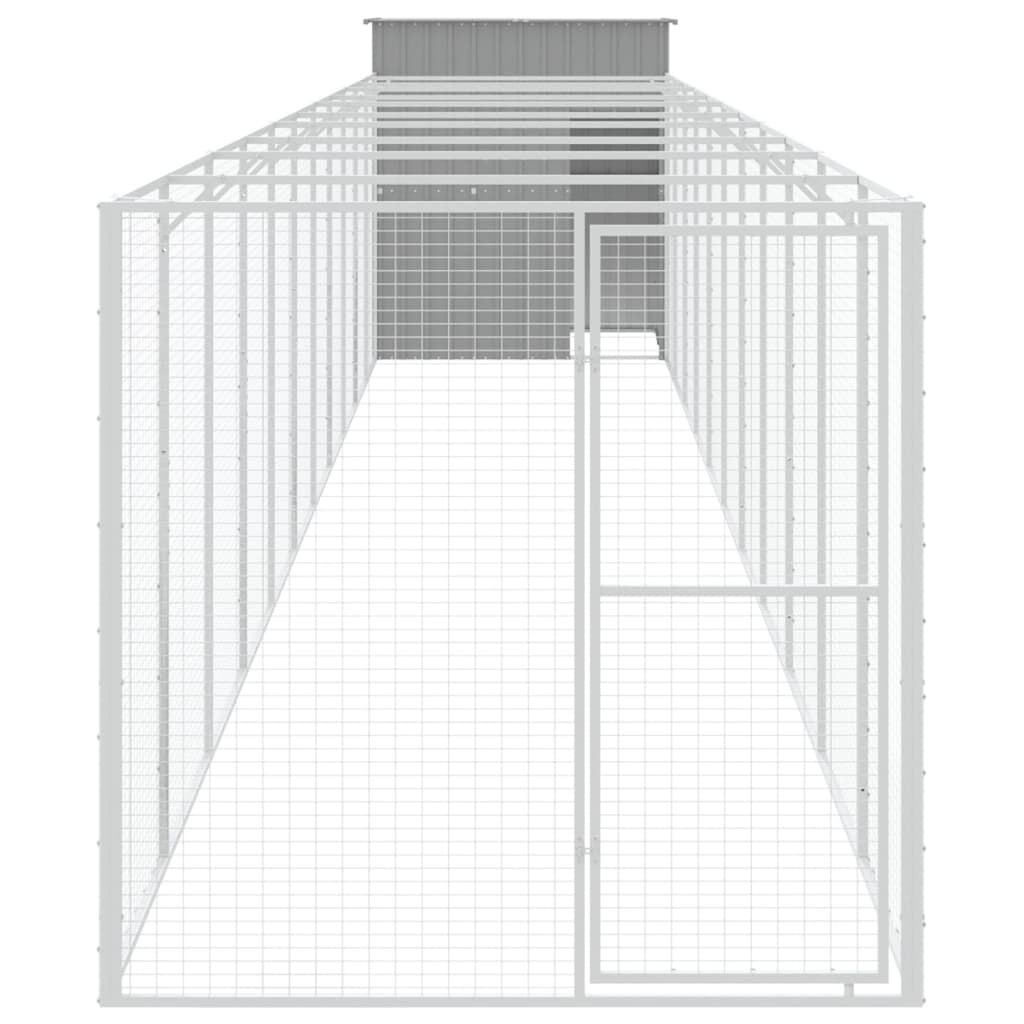vidaXL Caseta perro corral acero galvanizado gris claro 165x1271x181cm, , large Imagen numero 2