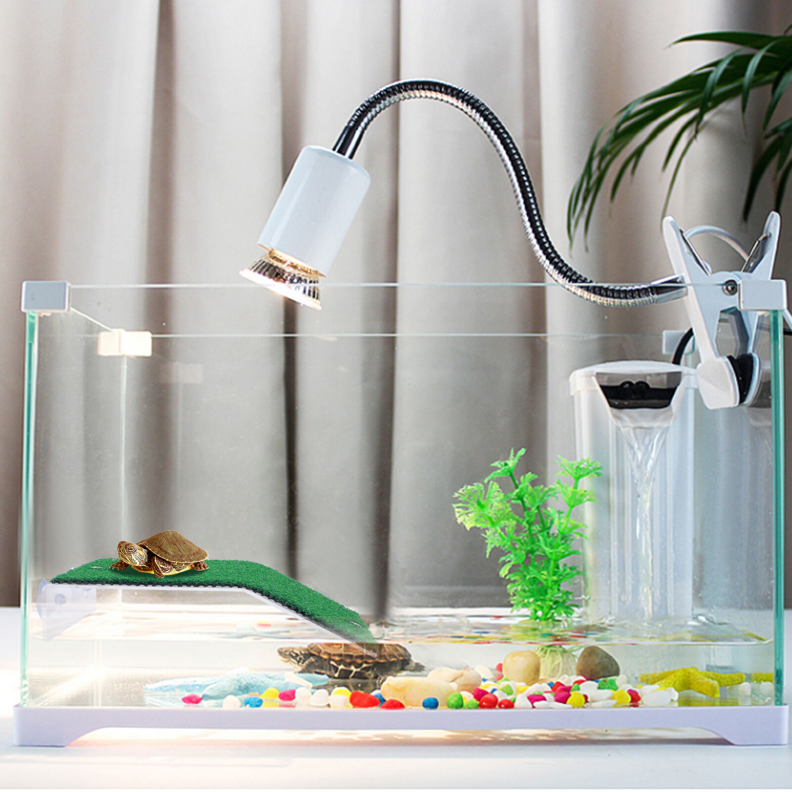 Nobleza - Plataforma Tortugas, Verde realista C&eacute;sped Tortugas Basking Plataforma con Ventosas, para Tortuga o Reptil, L20*W21CM, , large Imagen numero 8