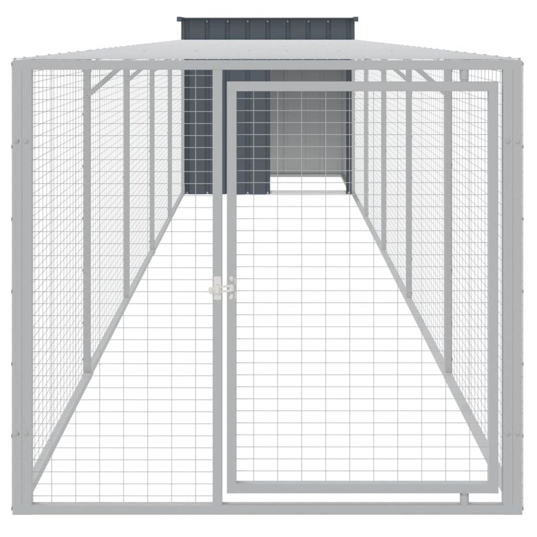 vidaXL Gallinero con corral acero galvanizado gris para gallina thumbnail