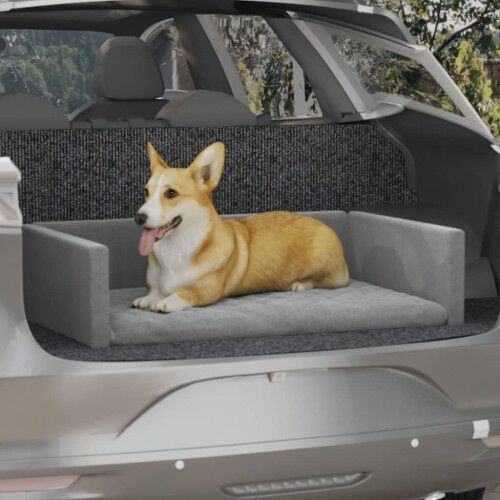 Vidaxl cama de maletero gris claro para perros, , large Imagen numero 3