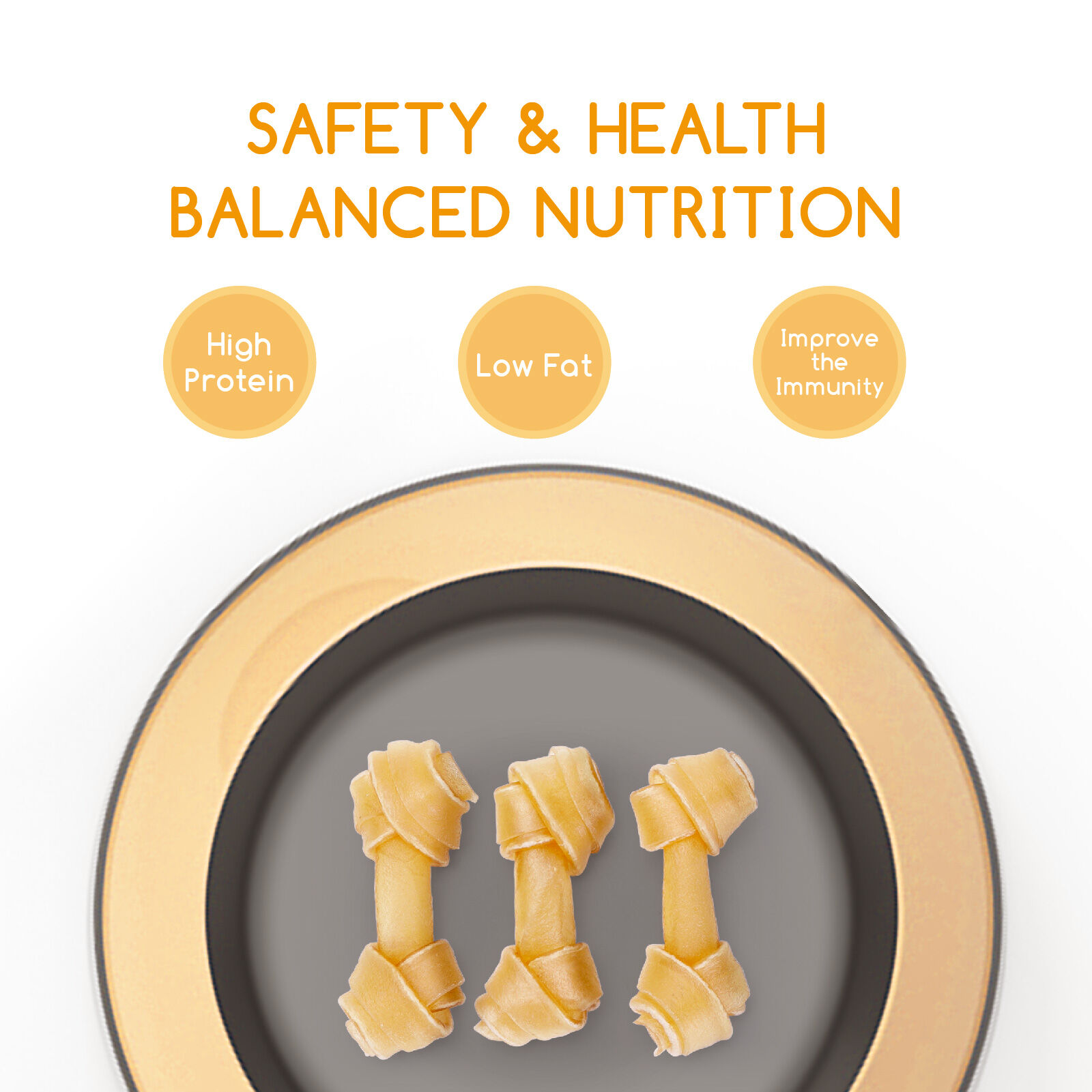 Nobleza - Hueso Anudado para Perros, Piel Vacuno Fortalecedor de Dientes Stick Dental Dog Snack, Hueso masticable para perros 18PCS ( 6.4 cm/2.5 Inches ), , large Imagen numero 2