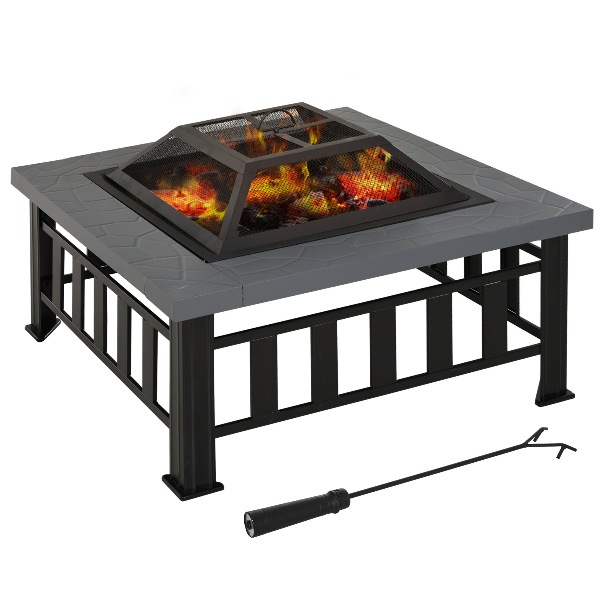 Outsunny Brasero Exterior de Metal Hoguera Multifuncional tipo Calentador 3 en 1 como Pozo de fuego/BBQ/Cubo de Hielo para Terraza Patio y Jard&iacute;n 86x86x54 cm, , large Imagen numero 1