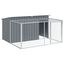 vidaXL Caseta perros con corral acero galvanizado gris 197x194x110 cm, , large indicador imagen numero 1