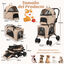 COSTWAY Cochecito para Perros Plegable, 3 en 1 Carrito para 2 Perros o Gatos, con 2 Transportines Desmontables, Cinturón de Seguridad, Cojines Desmontables, Carrito de Viaje para Mascotas (Beige), , large indicador imagen numero 3