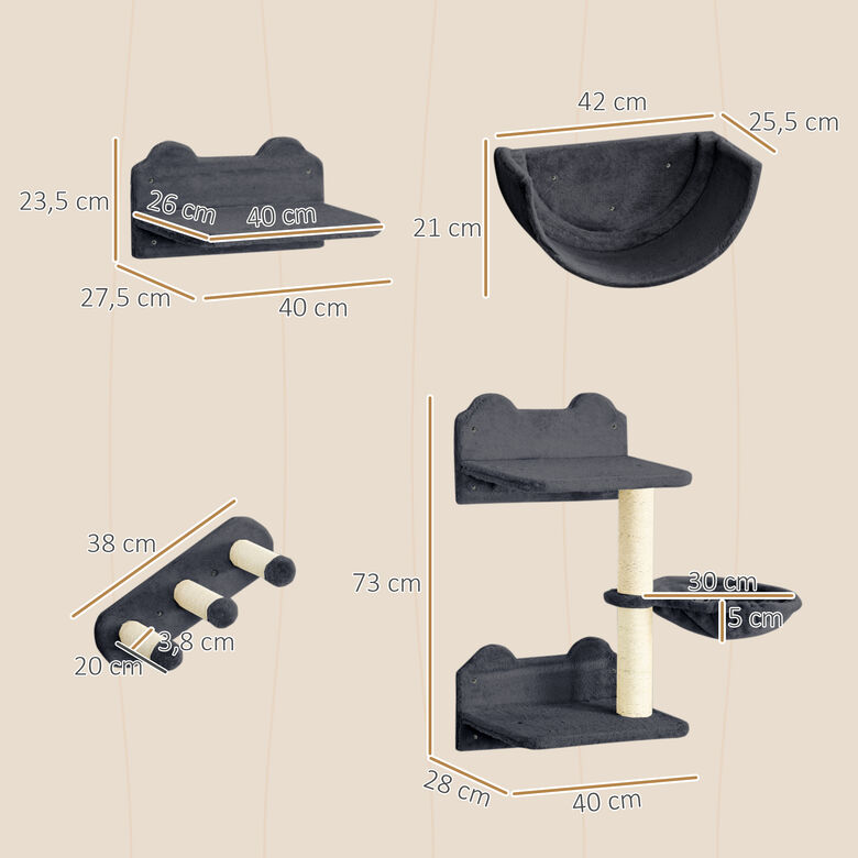 PawHut Estantes para Gatos Gris Oscuro thumbnail