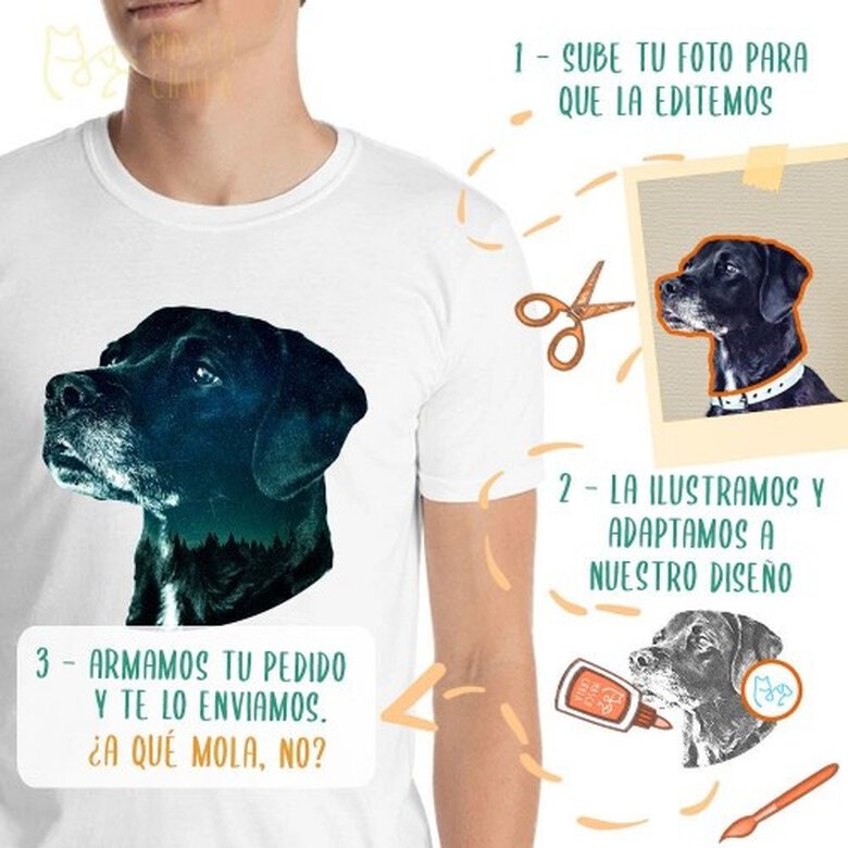 Mascochula camiseta hombre noche estrellada personalizada con tu mascota negra, , large image number null