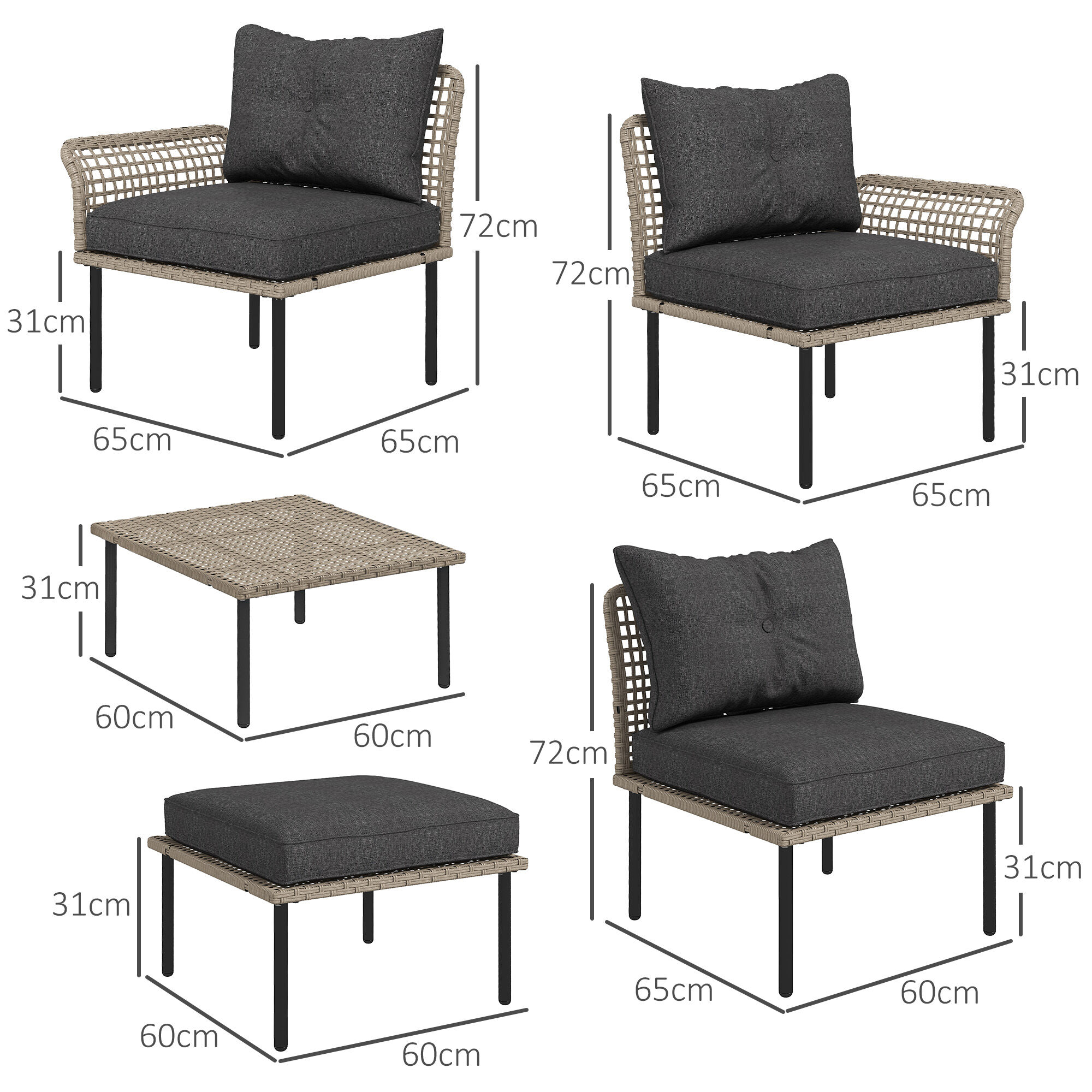 Outsunny Muebles de Jard&iacute;n Gris, , large Imagen numero 3