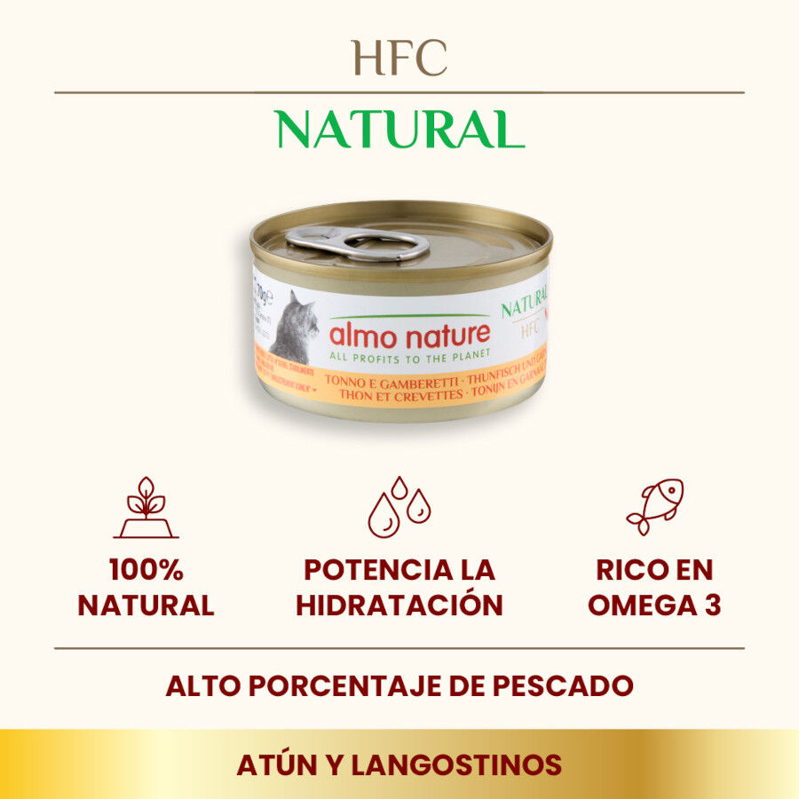 70 g Almo Nature HFC At&uacute;n y Gambas lata para gatos , , large Imagen numero 2