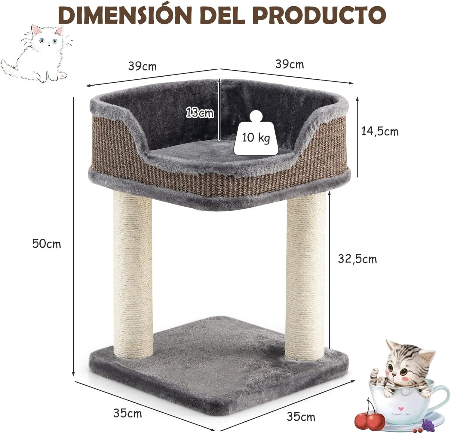 COSTWAY Árbol Rascador Compacto Gris para gatos thumbnail