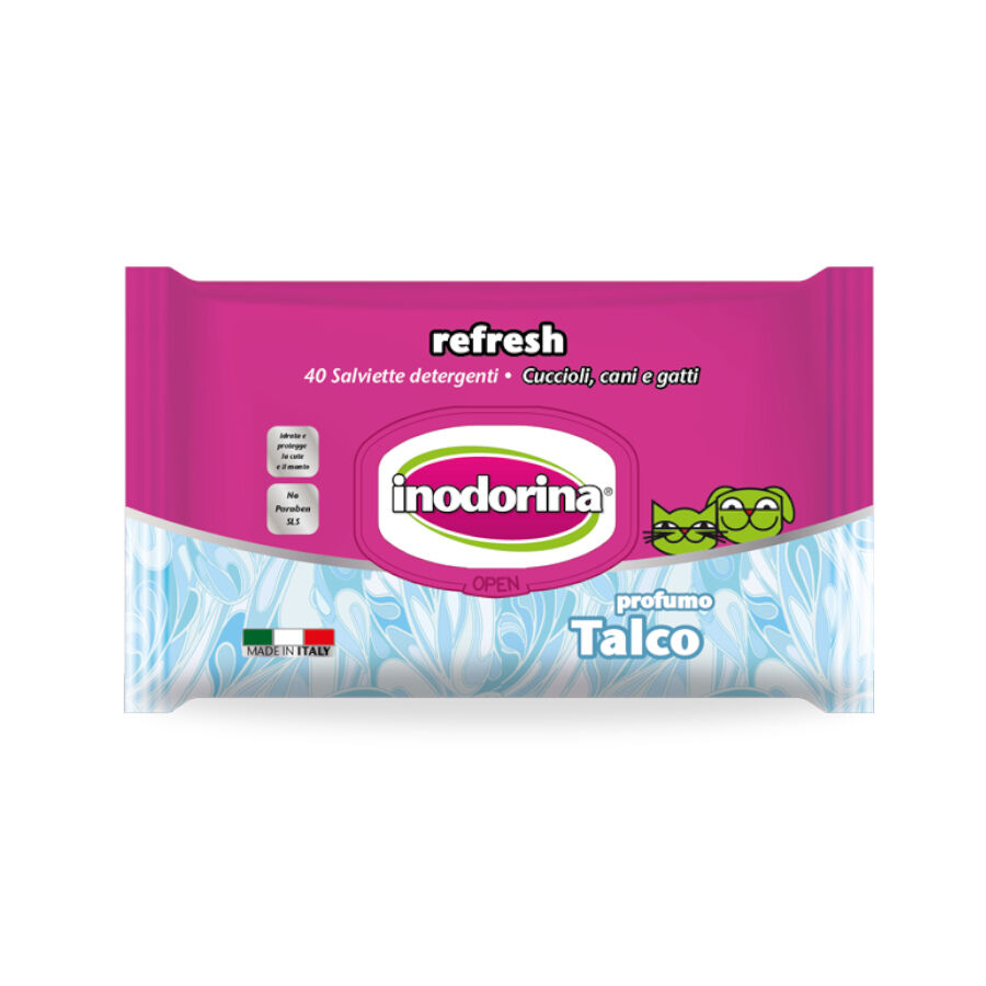 Inodorina Refresh Toallitas H&uacute;medas Talco para mascotas, , large Imagen numero 1
