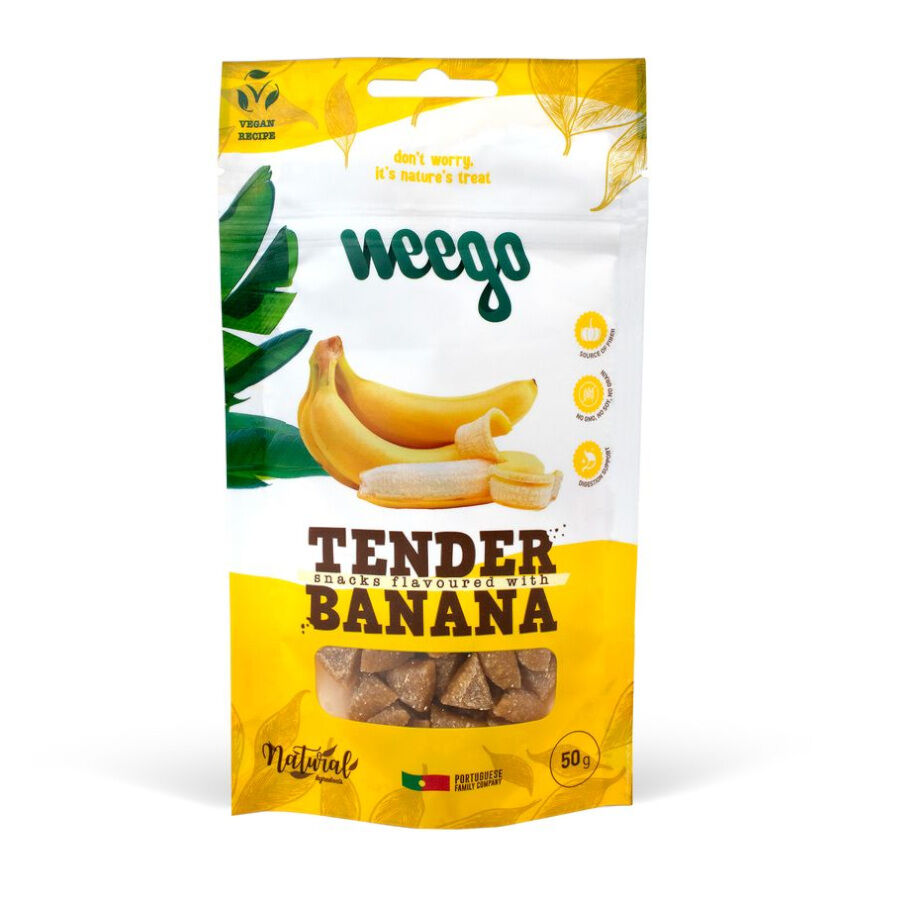 12 bolsitas x 50 g Weego Bocaditos Tender de Banana para perros, , large Imagen numero 1