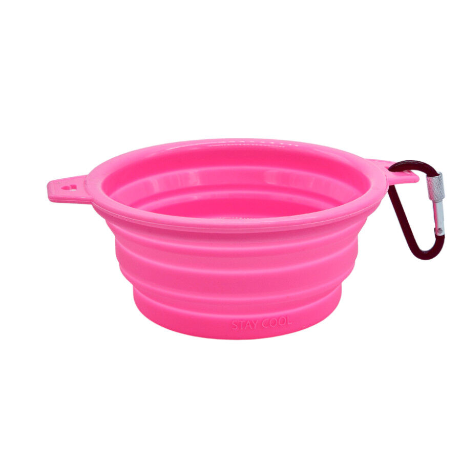 Dukier Bebedero Rosa Plegable para perros
