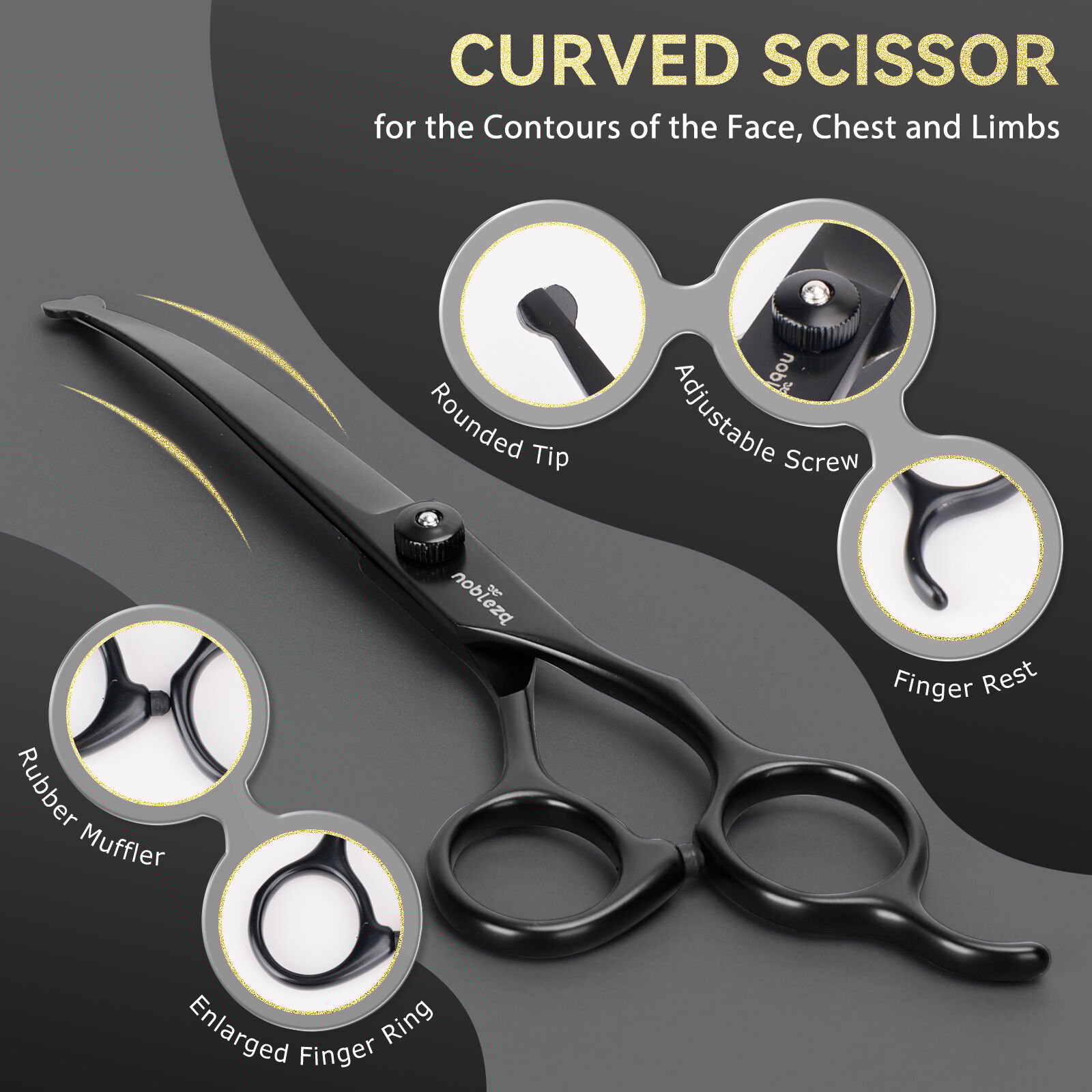 Nobleza Tijeras para Perros, Tijeras Peluqueria Canina Profesionales para Mascotas 6 en 1, Tijeras Cortar Pelo de Punta Redonda y Curvas para Perro y Gato, Tijeras Peque&ntilde;as, Peine de Acero, , large Imagen numero 3