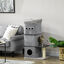 PawHut Barril Rascador para Gatos de 3 Niveles Altura 102 cm Torre para Gatos con Caseta de Fieltro Desmontable Poste de Sisal Cama y Bola de Juguete 60x40x102 cm Gris, , large indicador imagen numero 2