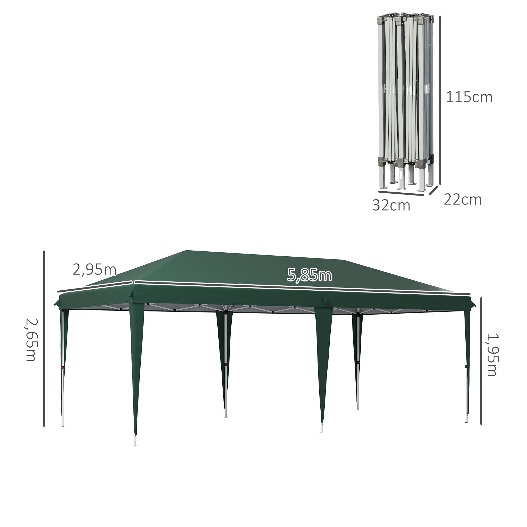 Outsunny Carpa Plegable 6x3 m Cenador de Jard&iacute;n Gazebo con Altura Ajustable en 3 Niveles Bolsa de Transporte Marco de Acero Anti-UV para Patio Fiestas Camping Verde, , large Imagen numero 3