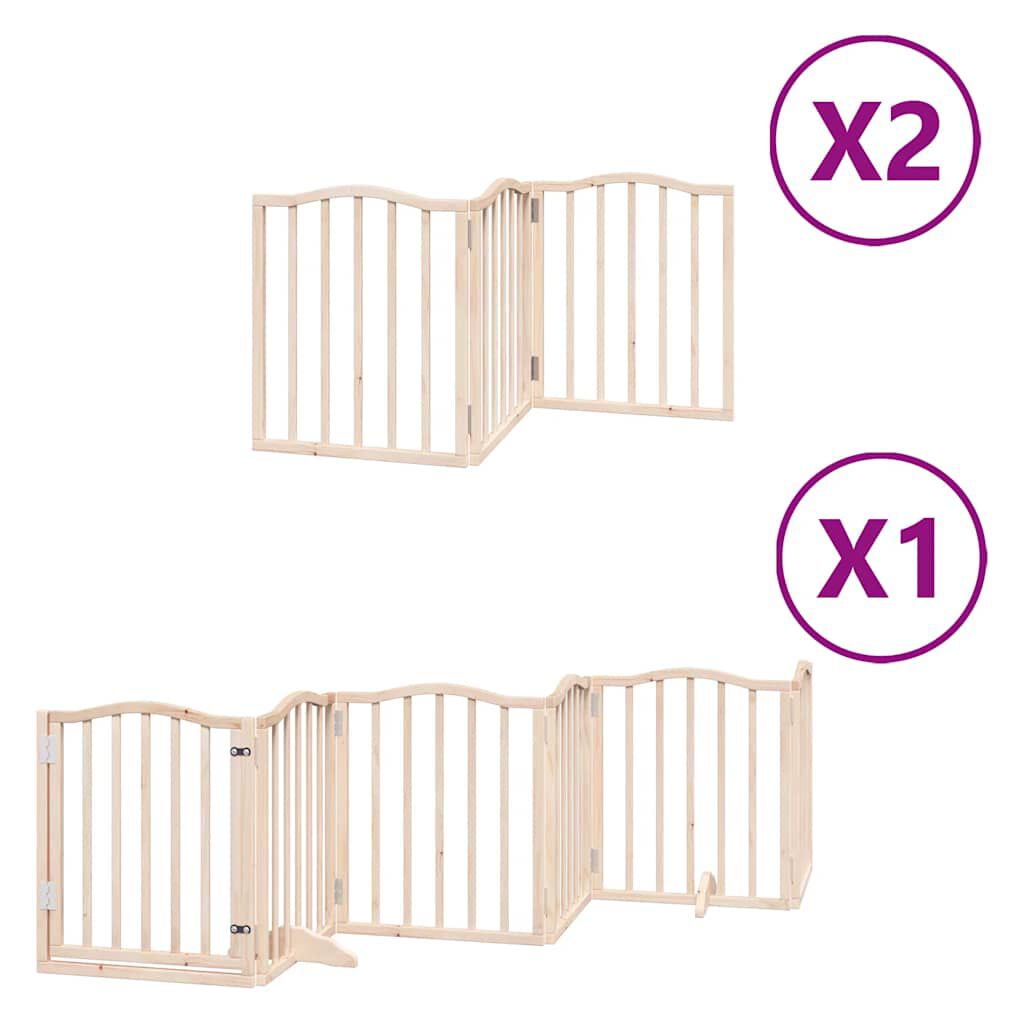 vidaXL Puerta para perros plegable 12 paneles madera de &aacute;lamo 600 cm, , large Imagen numero 6