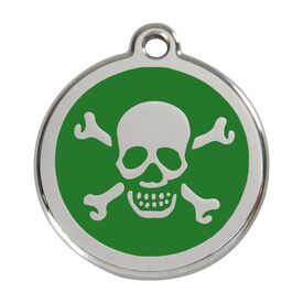 Red Dingo Placa identificativa Acero Inoxidable Esmalte Cruz Hueso Verde para perros
