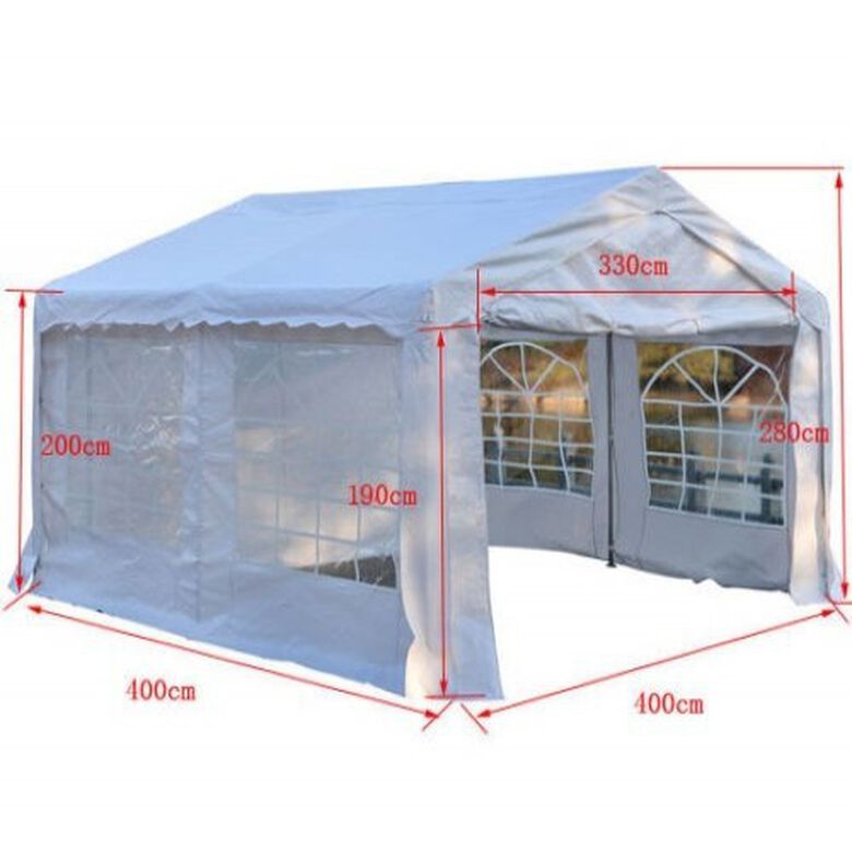 Carpa pabellon de jardin con ventanas y puerta color Blanco thumbnail