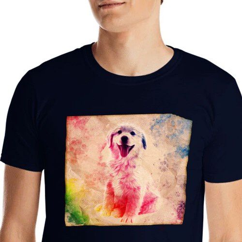 Mascochula camiseta hombre lienzo personalizada con tu mascota azul marino, , large Imagen numero 1