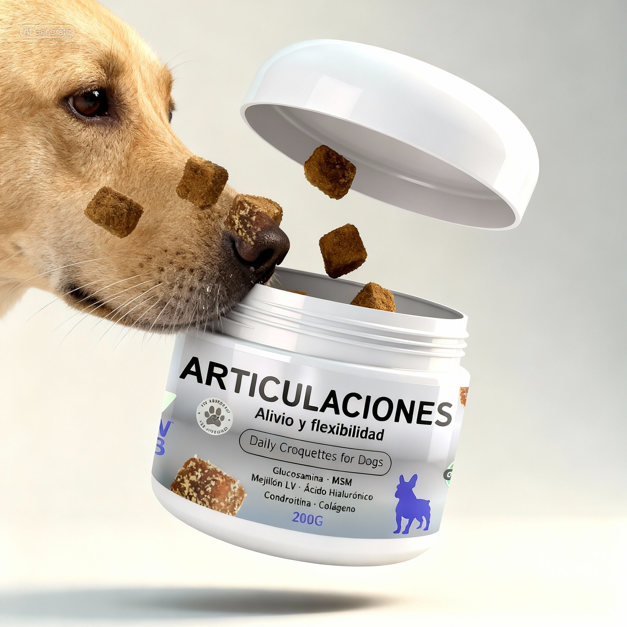 Condroprotector Perros Hecho en Espa&ntilde;a 200 Uds Suplemento 100% Natural C&uacute;rcuma &Aacute;cido Hialur&oacute;nico Mejill&oacute;n Labios Verdes MSM Glucosamina Condroitina Salm&oacute;n Col&aacute;geno | Complemento Articulaciones Perro, , large Imagen numero 5