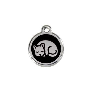 Red Dingo Placa identificativa Acero Inoxidable Esmalte Gatito Negro para gatos