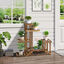 Outsunny Soporte de Madera para Flores Estantería Decorativa para Macetas Plantas con 6 Estantes Interior y Exterior para Jardín Balcón Terraza 95x28x96,5 cm Carbonizado, , large indicador imagen numero 2