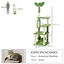 PawHut Árbol Rascador para Gatos Grandes de 142 cm Torre para Gatos de Interior con Postes de Sisal Plataformas Hamaca Hojas y Bola de Juguete 49x49x142 cm Verde, , large indicador imagen numero 3