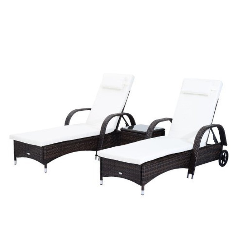Tumbonas Chaise Longue y mesa para jardín Outsunny color Ratán, , large image number null