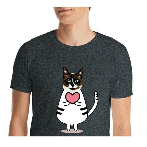 Mascochula camiseta hombre enamorao personalizada con tu mascota gris oscuro thumbnail