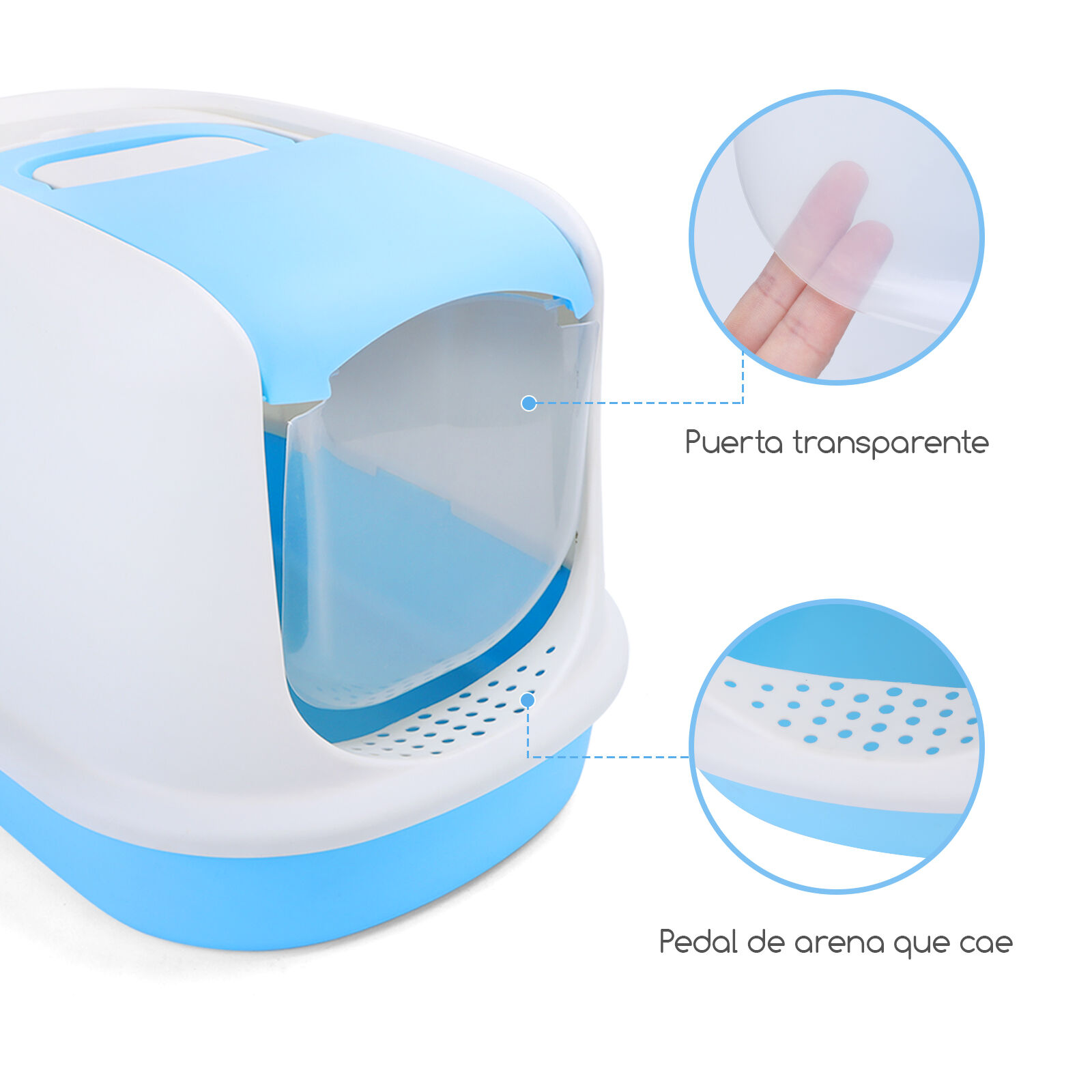 Nobleza - Inodoro para Gatos con Abertura Frontal y Pala, Cajas de Arena para Gatos Cubierta Desmontable, Arenero para Gatos Grande, Azul 55*39*39.5 CM, , large Imagen numero 5