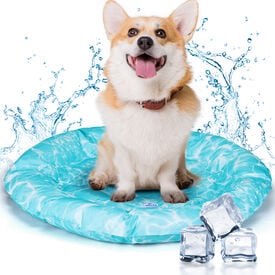 Nobleza Cama Refrescante Redonda y Azul para perros