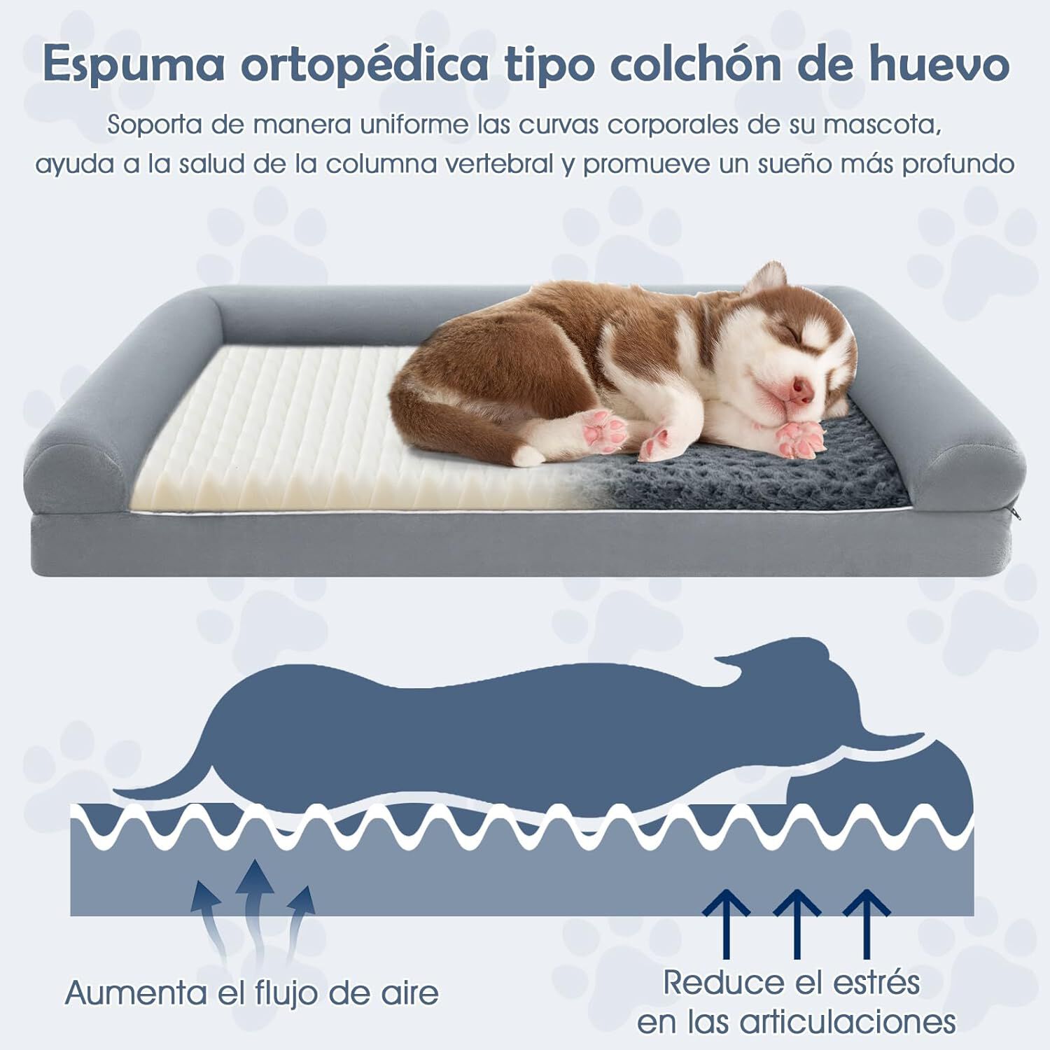 COSTWAY Cama Ortopédica para Perros, Cama Perro Grande con Tejido Interno Impermeable, Sofá para Perros con Funda Extraíble y Lavable, Gris, 135 x 91 x 18 cm (XX-Large) thumbnail
