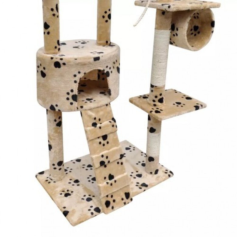 Rascador con postes XL para gatos color Beige huellas, , large image number null