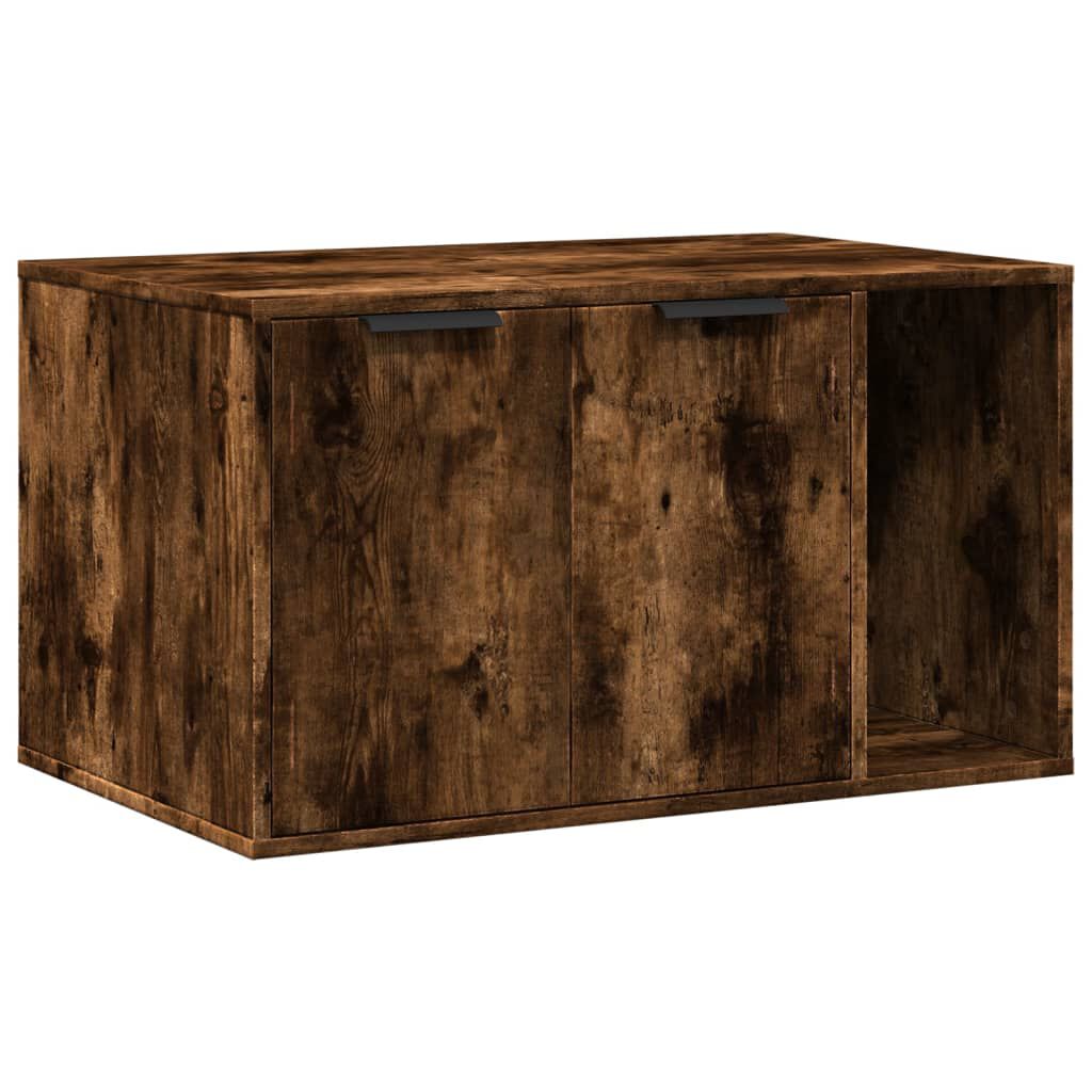 vidaXL Mueble arenero para gatos madera roble ahumado 80x50x45 cm, , large Imagen numero 1