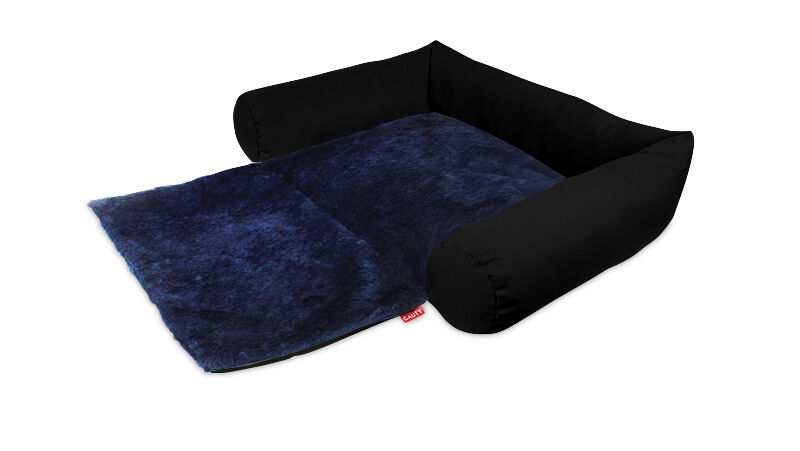 Gauty Cama Redonda para Perros y Gatos  Tela Impermeable y pelo - Negro y azul, , large Imagen numero 1