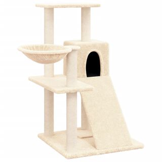 VidalXL Rascador pequeño crema con cueva para gatos