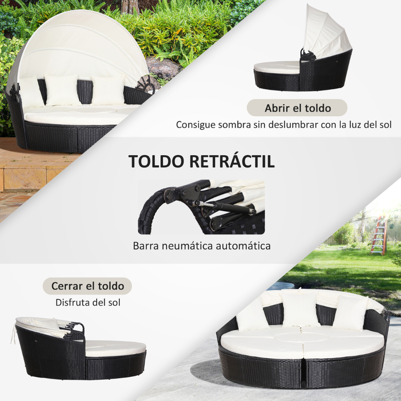 Cama Chill-Out con Toldo Ajustable color Blanco, , large Imagen numero 3