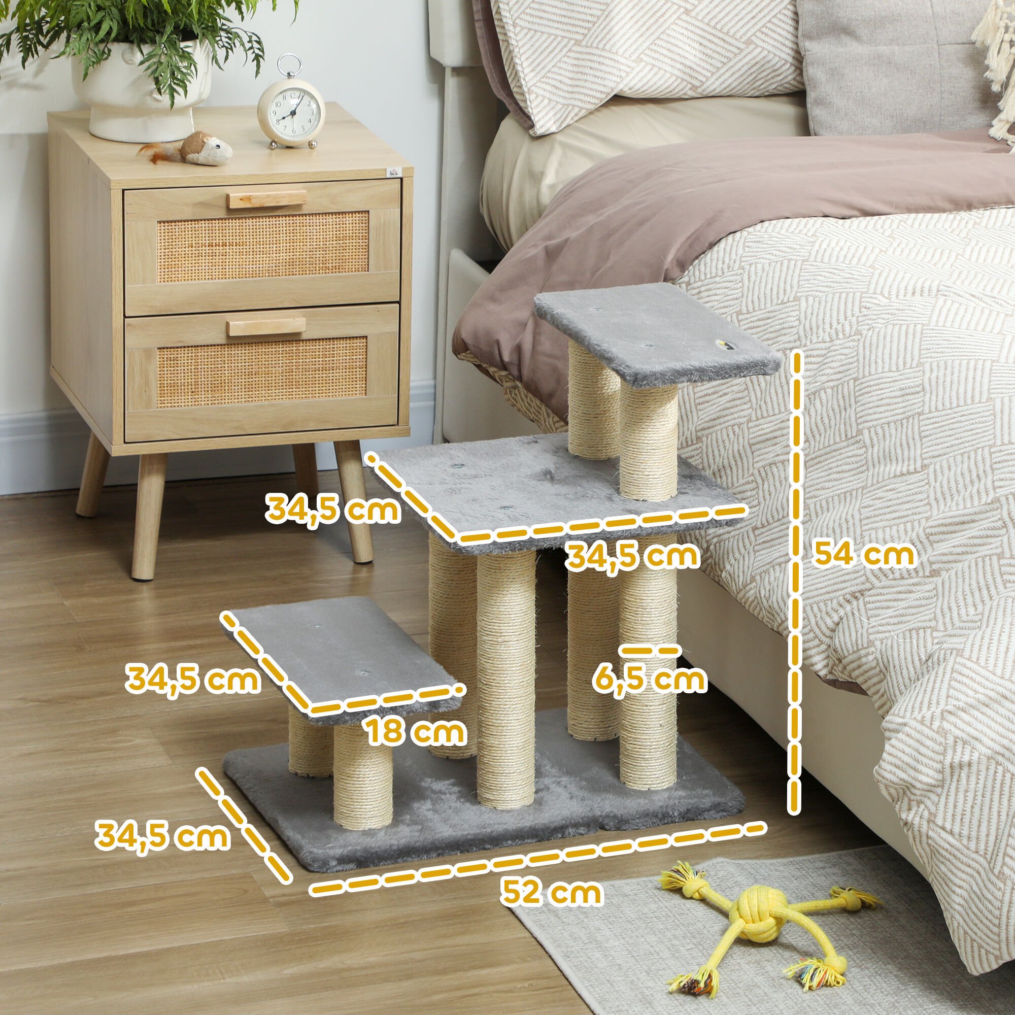 PawHut Escalera para Gatos Gris thumbnail