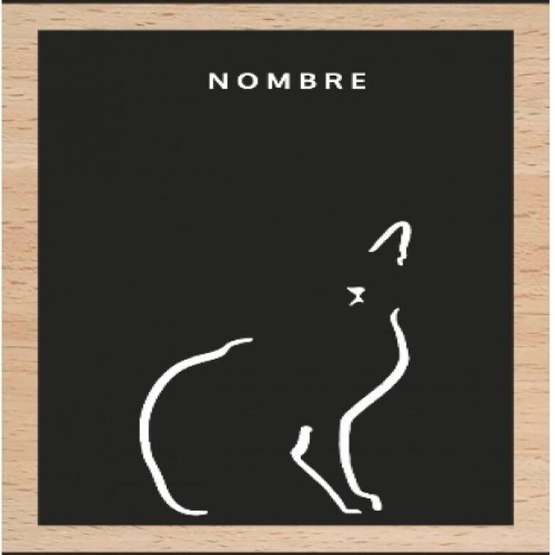 Ilustración silueta de gato con marco de madera color Negro, , large image number null