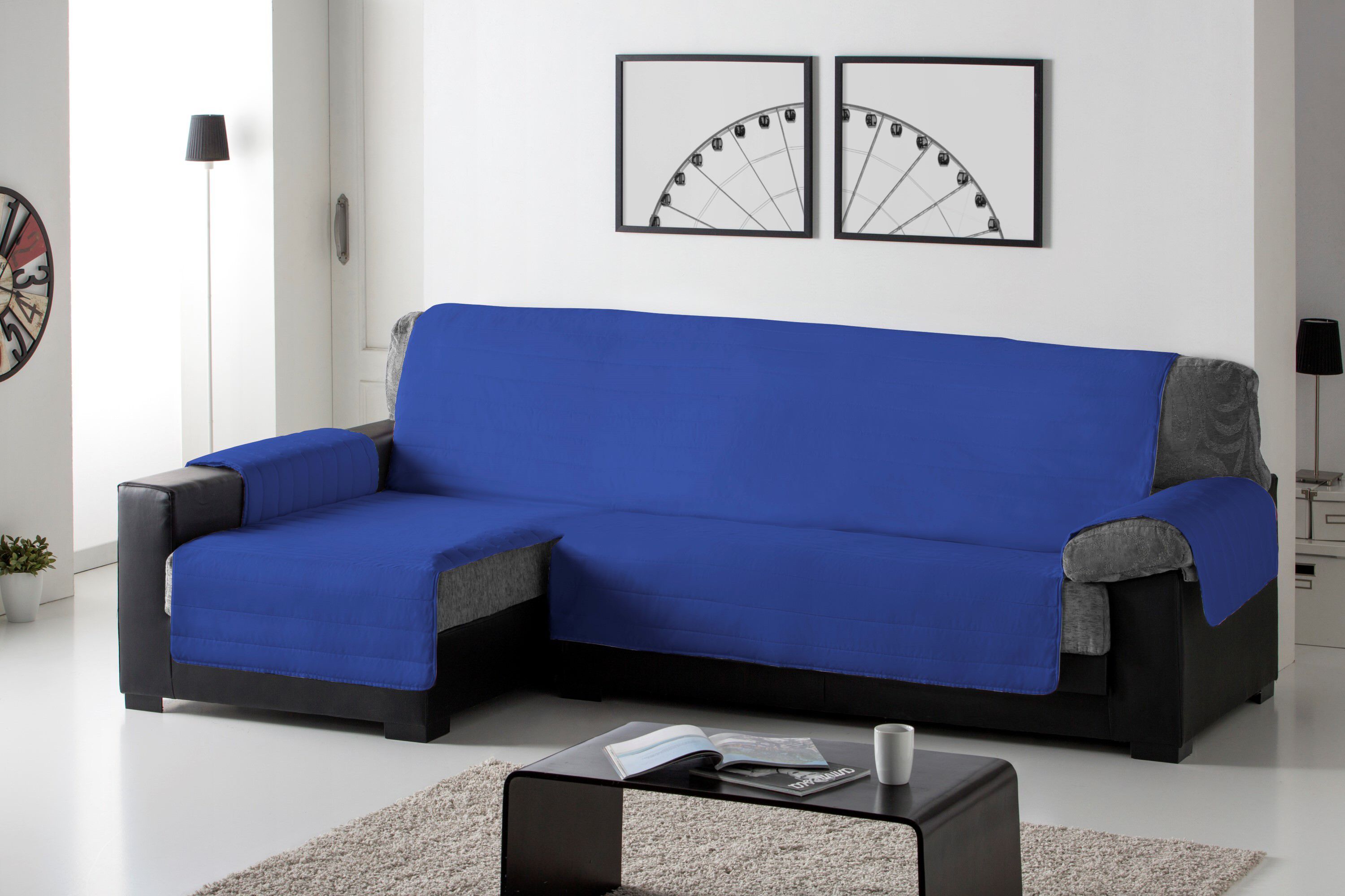 Cubre Sofa Acolchado Chaise Longue Izquierdo color Azul, , large Imagen numero 2