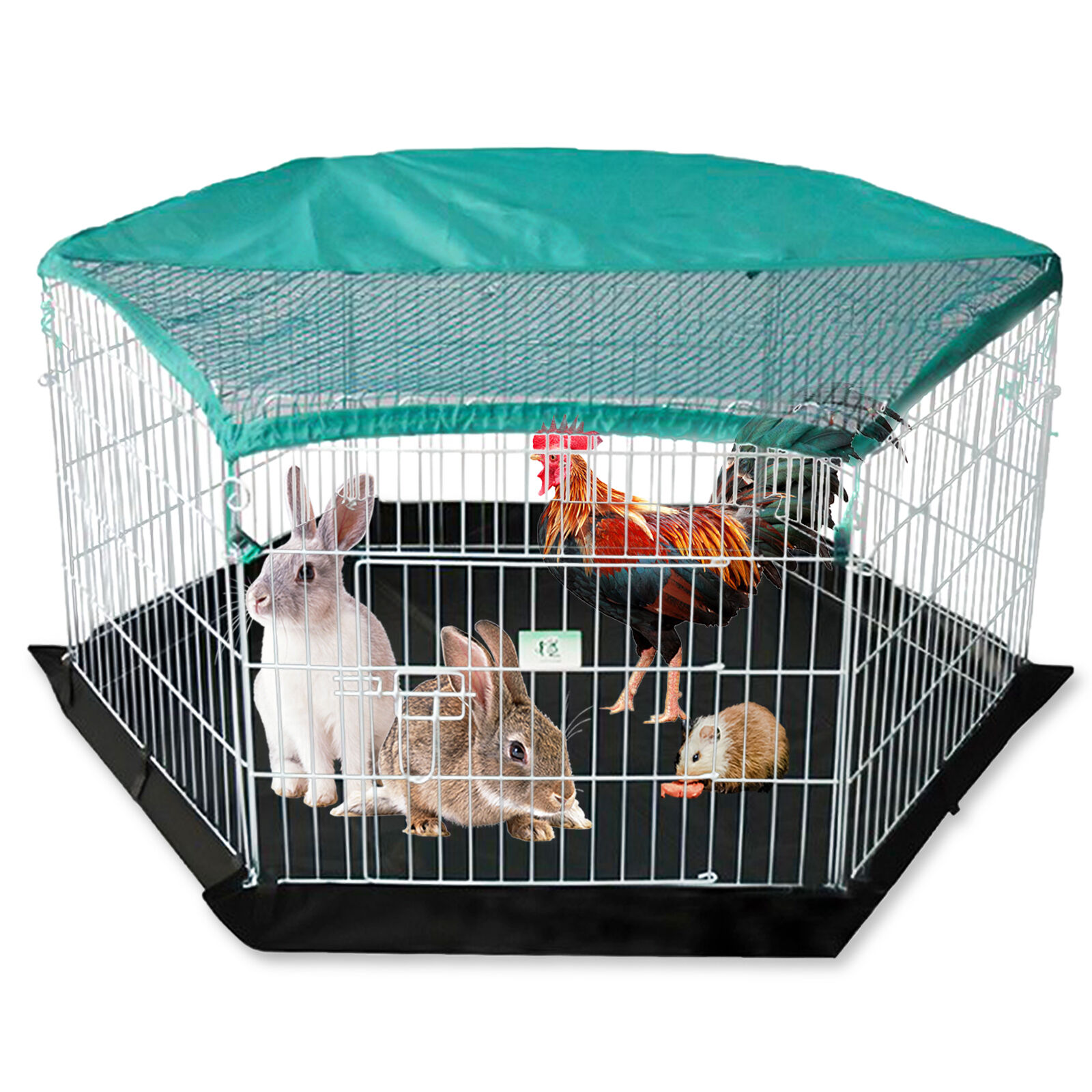 Nobleza 6 Paneles Plegable Jaula para Mascotas Peque&ntilde;os, Valla Met&aacute;lica para H&aacute;mster, Recinto Exterior Protegido para Conejos - Tama&ntilde;o (L112*W96*H56.5cm)(1), , large Imagen numero 1