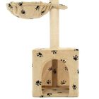 Rascador para gatos con poste de sisal color Beige huellas, , large image number null