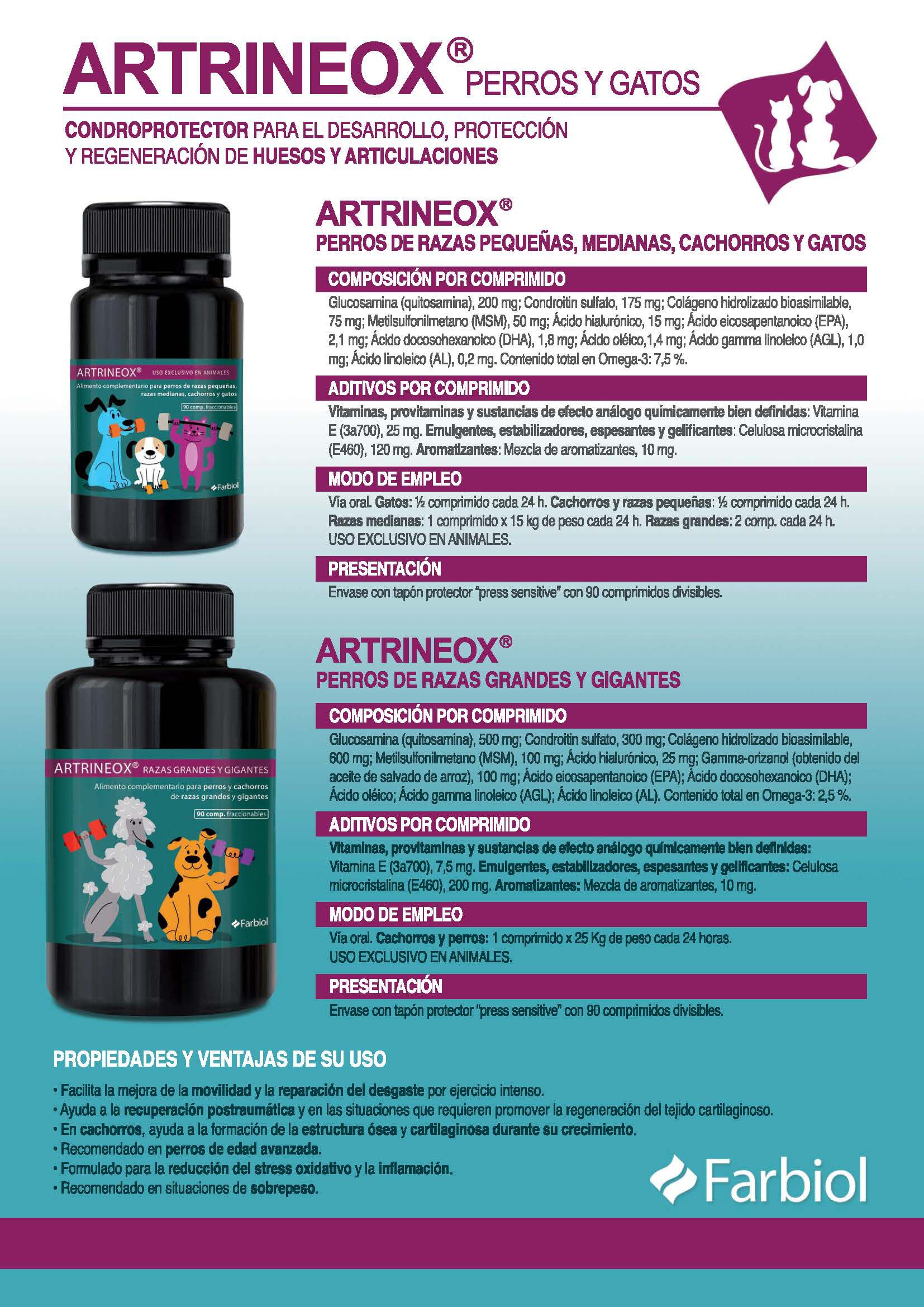 Farbiol Artrineox Condroprotector para Perros De Razas Grandes Y Gigantes